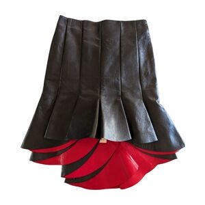 NWT Alexander McQueen Black and Red Bi Color Leather‎ Skirt from 2020 Collection
